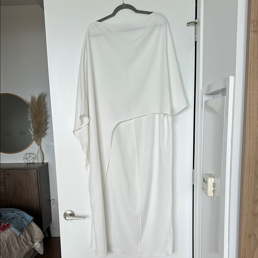 Elegant White Draped Cover Dress